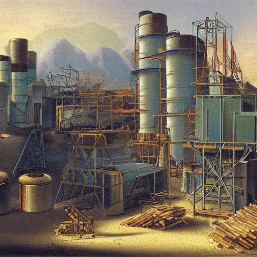 Prompt: paper factory by anton von werner