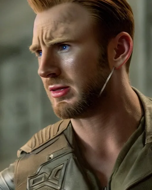 Image similar to original screen test of chris evans as captain america footage leaks from the movie captain america : the first avenger. photographic, photography