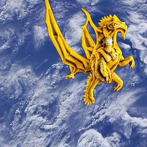 Image similar to photograph of an astronaut riding a white dragon