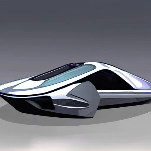 Image similar to a hiper realistic digital art of a futurist spaceship car