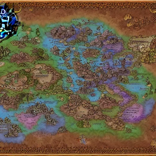 Image similar to Map in the style of World of warcraft map, hyper detailed