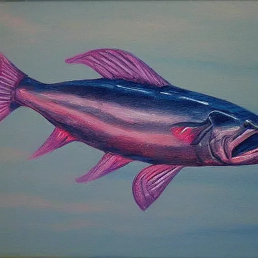 Image similar to a radioactive sheatfish. highly detailed painting
