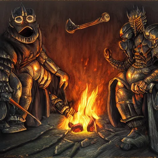 Image similar to dark souls bonfire by botero