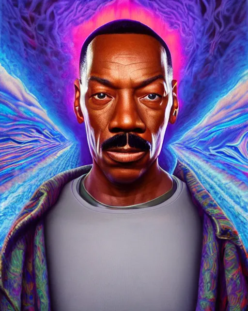 Prompt: portrait ultra dimensional eddie murphy entity, accidentally tripping on dmt and acid, psychedelic experience, overwhelming psychosis of self realization and burning awakening, ultra high definition, unreal engine 5, hyperrealism, masterpiece composition, by casey weldon, barclay shaw 8 k photorealistic