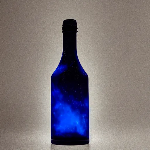 Prompt: a bottle with a galaxy inside, studio lighting