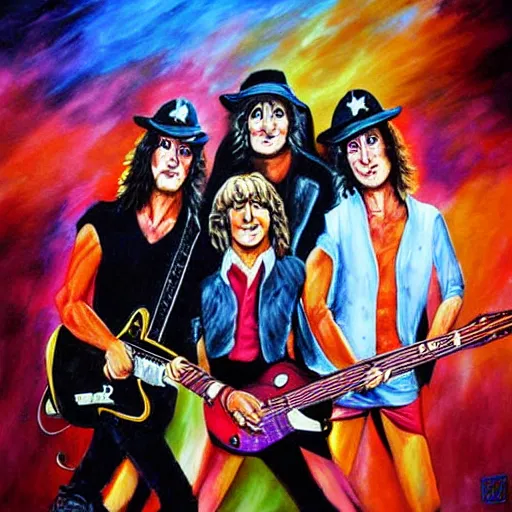 Prompt: ac dc band painting