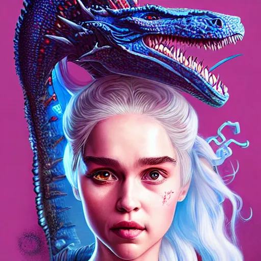 Prompt: Lofi BioPunk portrait daenerys targaryen with a dragon Pixar style by Tristan Eaton Stanley Artgerm and Tom Bagshaw