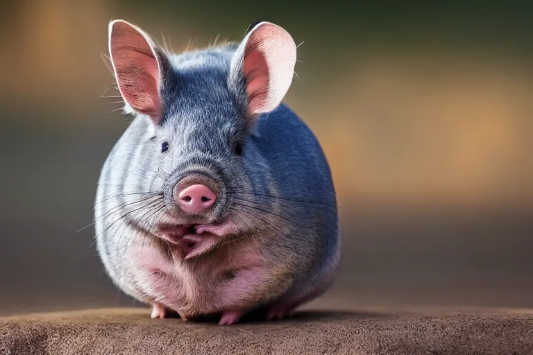 Image similar to a pig chinchilla!!! hybrid! hyper realistic!! realistic lighting!! wildlife photographer of the year!!! bold natural colors, national geographic, hd, wide angle, 8 k