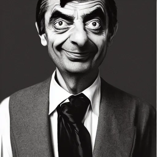 Prompt: “A Richard Avedon portrait of Mr. Bean”