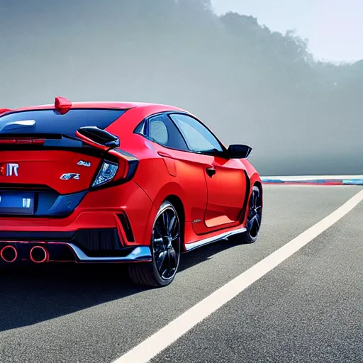 Prompt: 2 0 2 0 civic coupe type r from behind