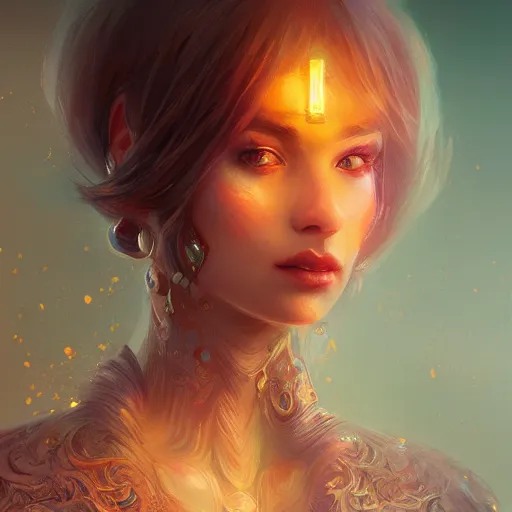 Image similar to Portrait of a beautiful magic woman, character design, fantasy, intricate, cinematic lighting, highly detailed, digital painting, artstation, concept art, smooth, sharp focus, illustration, art by WLOP and Ross Tran