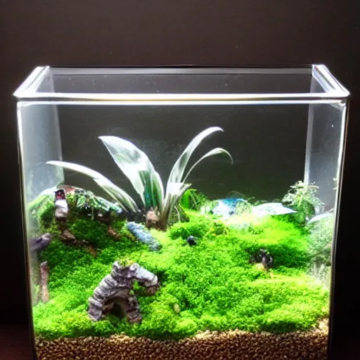 Prompt: a terrarium in ashii art