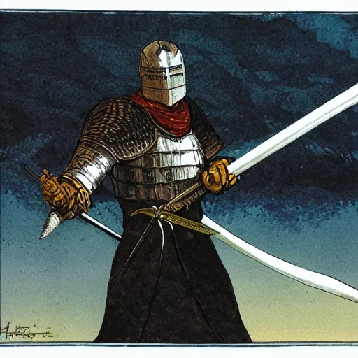 Image similar to a portrait of a DND knight in a scenic environment by Chaykin, Howard.