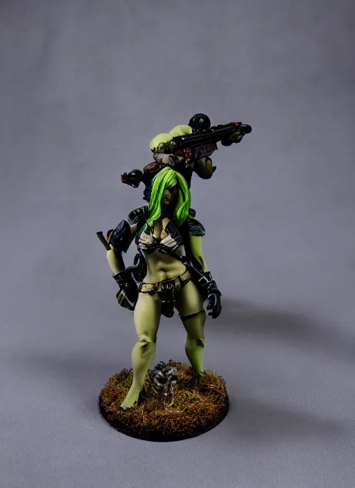 Image similar to Dana Scully, Professionally Painted tabletop miniature, tabletop gaming, warhammer, 40k, D&D, Dungeons and Dragons, Reaper Miniatures, Games Workshop, professional photography, product photography, official media