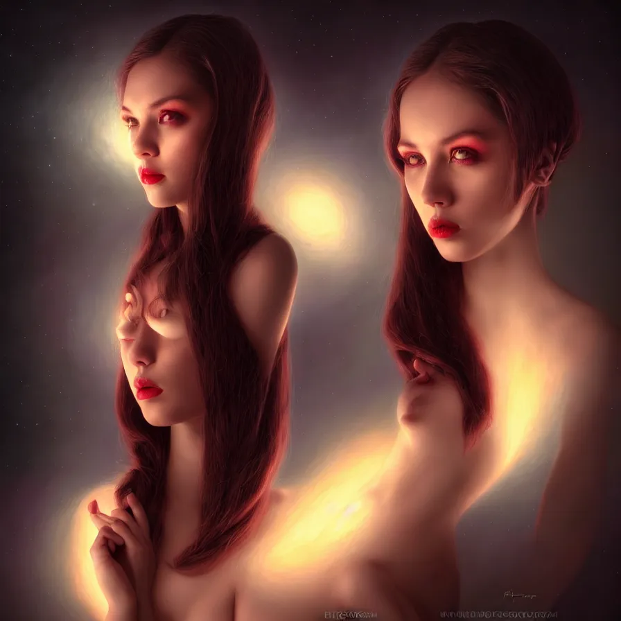 Image similar to epic professional digital portrait of 👽😍, atmospheric lighting, detailed, hdr, 4 k, dorian cleavanger, artgerm, mark ryden, gil elvgren, best on wlop, pixiv, stunning, gorgeous, much wow, cinematic, masterpiece