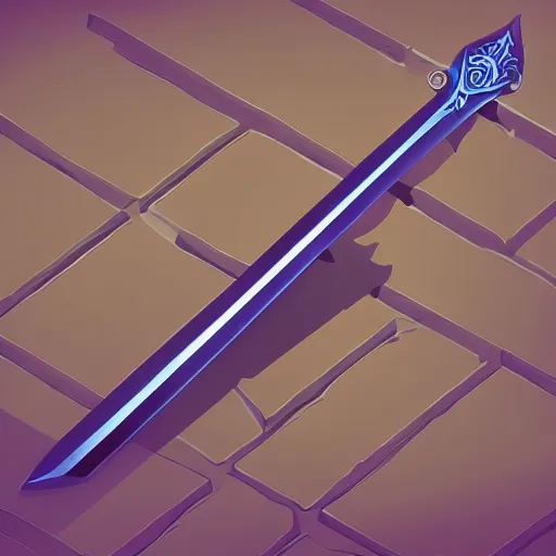 Image similar to a magical sword, fantasy rpg, isometric, digital art, dark background