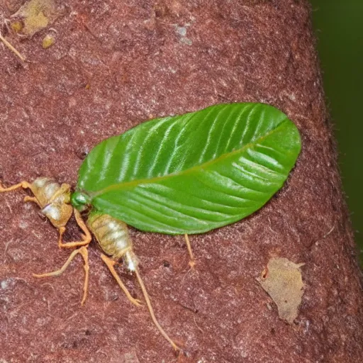 Image similar to a baby silkworm eating a leaf