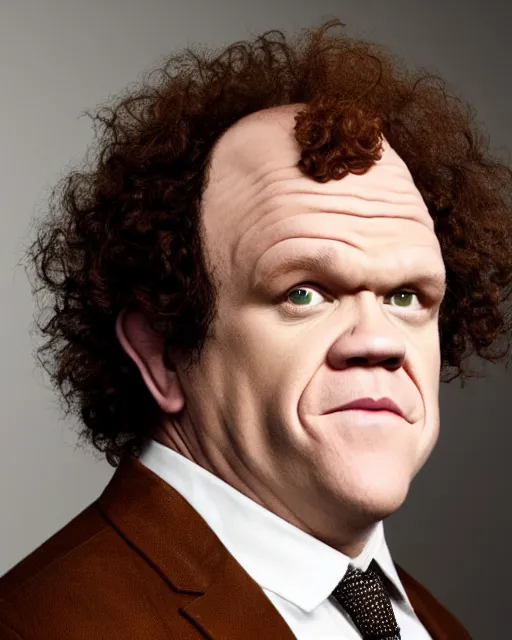 Prompt: john c reilly's head as head of cauliflower hair