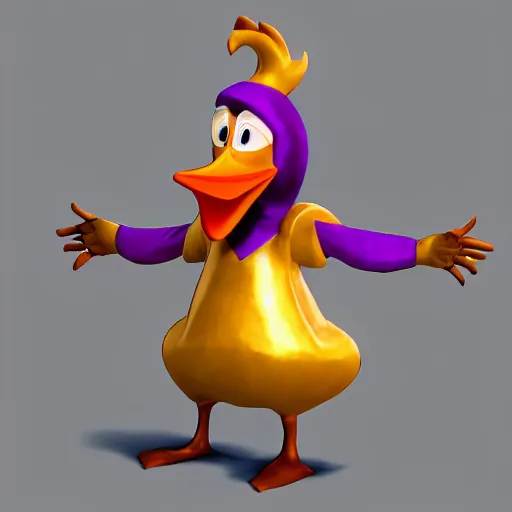 Image similar to character 3 d concept art page of a cute wacky humanoid goose with a coat as an enemy in spyro the dragon video game concept art, spyro trilogy remaster concept art, playstation 1 era graphics, activision blizzard style, 4 k resolution concept art