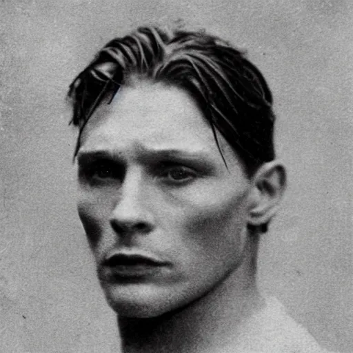 Prompt: headshot edwardian photograph of cillian murphy, tom hardy, brad pitt, 1 9 2 0 s, british gang member, intimidating, tough, realistic face, 1 9 1 0 s photography, 1 9 0 0 s, grainy, slightly blurry, victorian