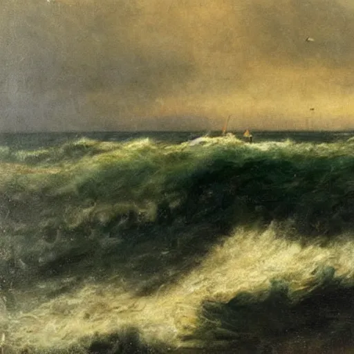 Prompt: or to take arms against a sea of troubles, victorian, oil