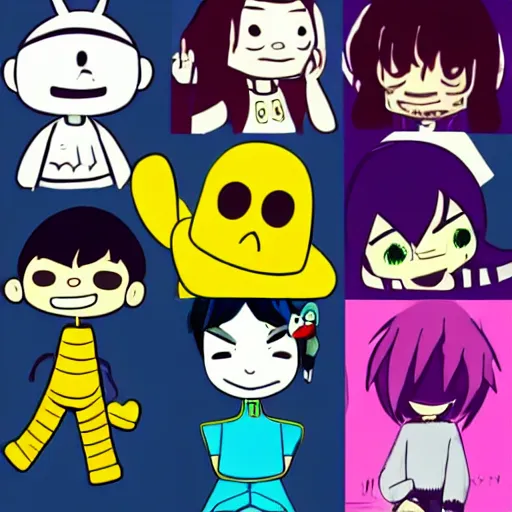 Image similar to six from little nightmares, lucy loud, noodle gorillaz phase 2, kris deltarune