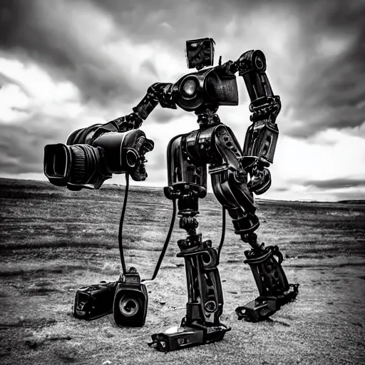 Image similar to war robot against photographer