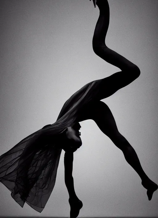 Image similar to a photorealistic dramatic hyperrealistic render of a glamorous beautiful female smoke dancer by ken brower and deborah ory of nyc dance project, lois greenfield, flowing cloth and smoke, beautiful dynamic dramatic dark moody lighting, volumetric, shadows, cinematic atmosphere, octane render, 8 k