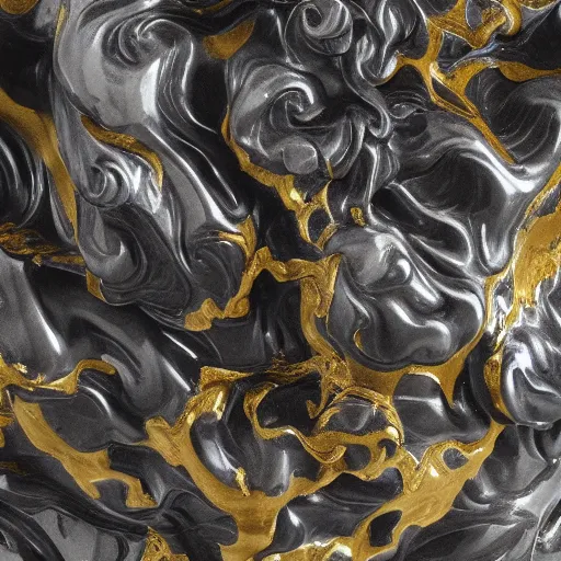 Image similar to statue of a cloud marble baroque gold grey obsidian detail bernini