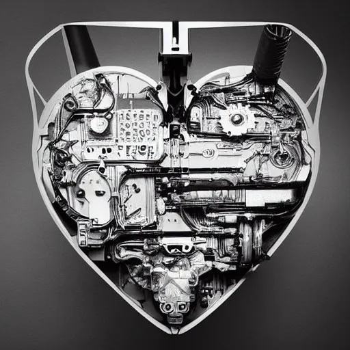 Image similar to “the heart of the machine, beautiful emotional objects, sleek complex design by Vladislav Ociacia”