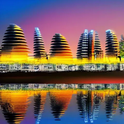 Image similar to a beautiful futuristic city near the beach