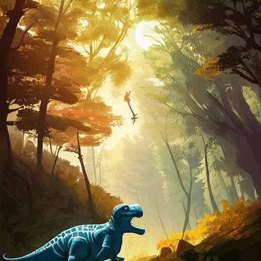 Image similar to painting dinosaurs roaming forest, smooth face median photoshop filter cutout vector, behance hd by jesper ejsing, by rhads, makoto shinkai and lois van baarle, ilya kuvshinov, rossdraws global illumination