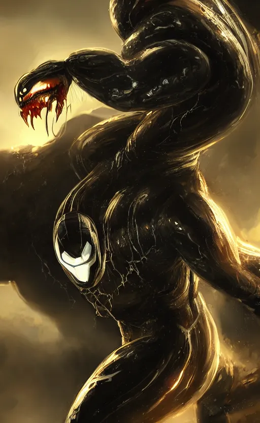 Prompt: venom as ironman, dynamic lighting, photorealistic fantasy concept art, trending on art station, stunning visuals, terrifying, creative, cinematic