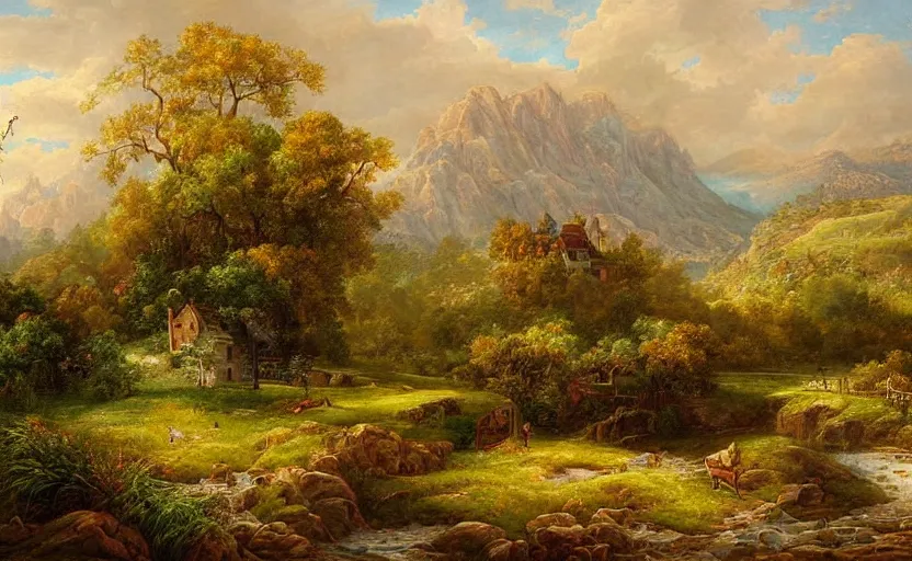 Image similar to beautiful detailed paint a landscape that tells a story. hq