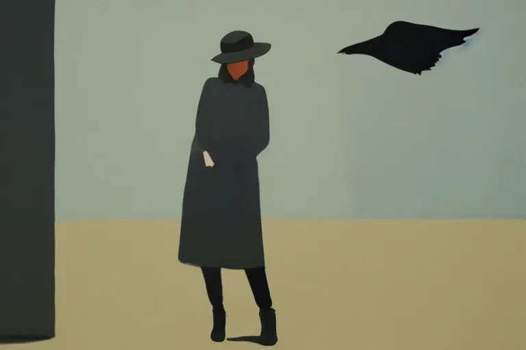 Image similar to young a woman with a raven - shaped hat artwork by tim eitel