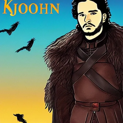 Prompt: a book about jon snow, paperback cover