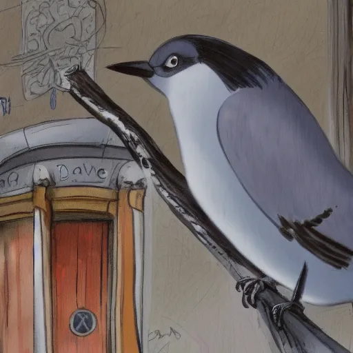 Prompt: A bird in Madrid, painted by Ghibli studio