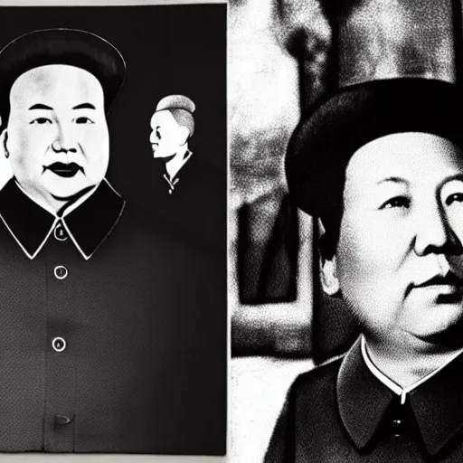 Prompt: chairman mao as aladdin sane