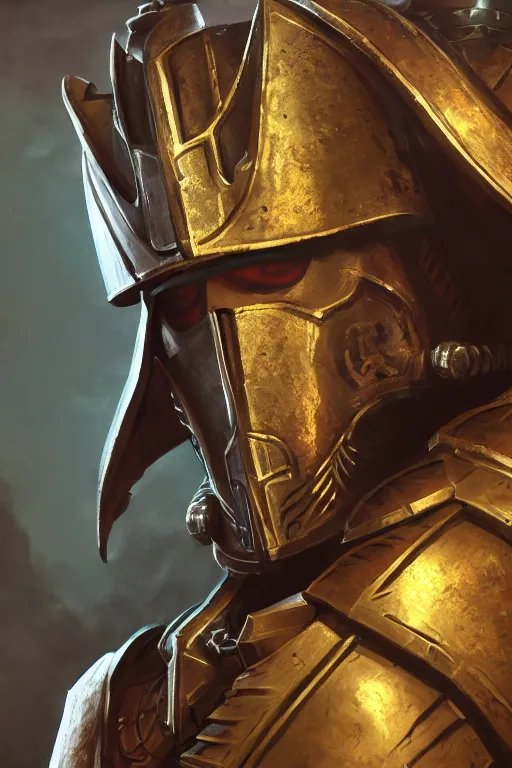 Image similar to armor portrait heros warhammer 4 0 k horus heresy fanart - the primarchs emperor by johannes helgeson animated with vfx concept artist & illustrator global illumination ray tracing hdr fanart arstation zbrush central hardmesh 8 k octane renderer comics stylized