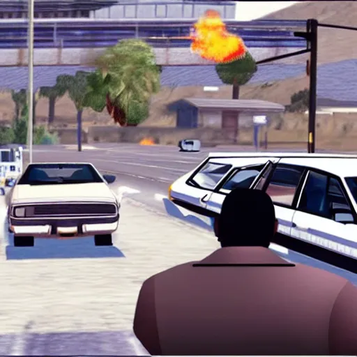 Prompt: oj simpson in a gta car chase