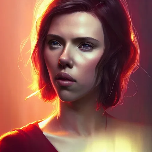 Image similar to highly detailed portrait scarlett johansson, gta v, stephen bliss, unreal engine, fantasy art by greg rutkowski, loish, rhads, ferdinand knab, makoto shinkai and lois van baarle, ilya kuvshinov, rossdraws, tom bagshaw, global illumination, radiant light, detailed and intricate environment