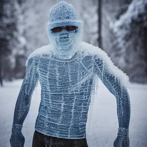 Image similar to ultra detailed photo of a man with many icey arms covering his entire body