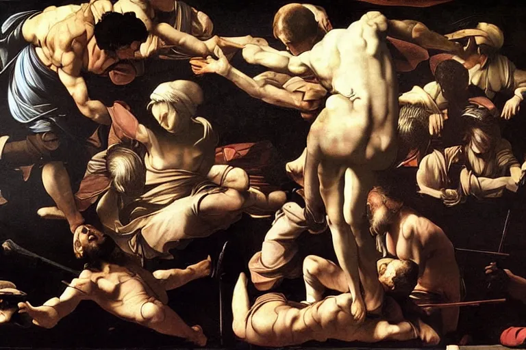 Image similar to Elimination of humanity. Digital concept art by Caravaggio, Very highly detailed