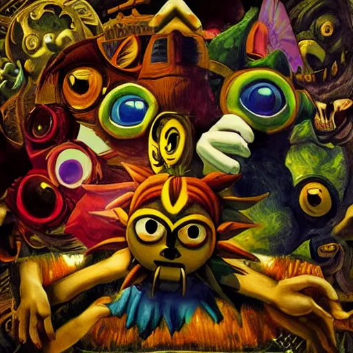 Prompt: a scene from majora's mask in the style of a baroque painting