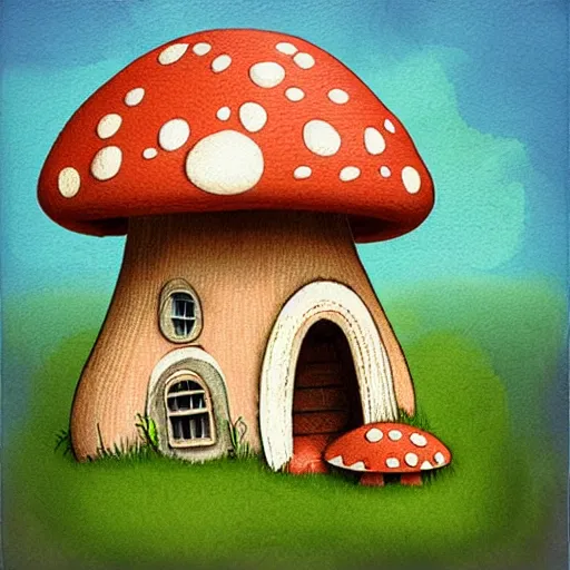 Prompt: mushroom house