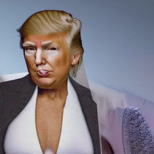 Prompt: photo of donald trump caught in women's clothing