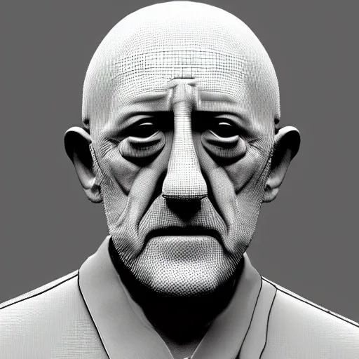 Image similar to mike ehrmantraut, style of multiversus, 3d stylized, portrait