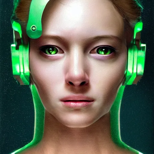 Image similar to portrait of female android, from a christopher nolan movie