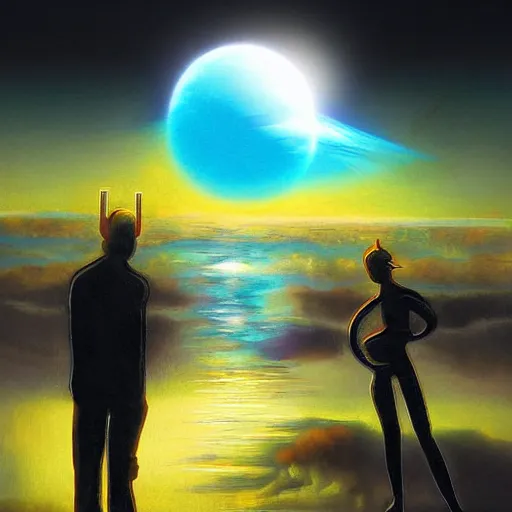 Image similar to Surreal nuclear eclipse blast, cyberpunk, art by Sandra Pelser