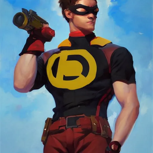 Image similar to greg manchess portrait painting of scott summers aka cyclops as overwatch character, medium shot, asymmetrical, profile picture, organic painting, sunny day, matte painting, bold shapes, hard edges, street art, trending on artstation, by huang guangjian and gil elvgren and sachin teng